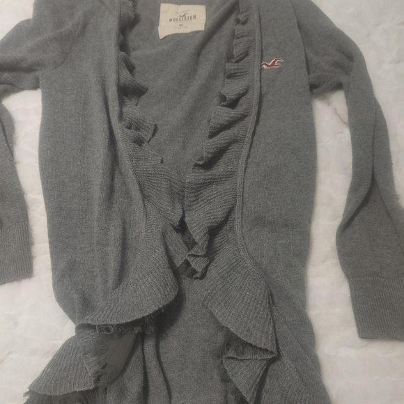 Hollister Charcoal Gray Ruffle Cardigan M (Fits Small) - Picture 8 of 8